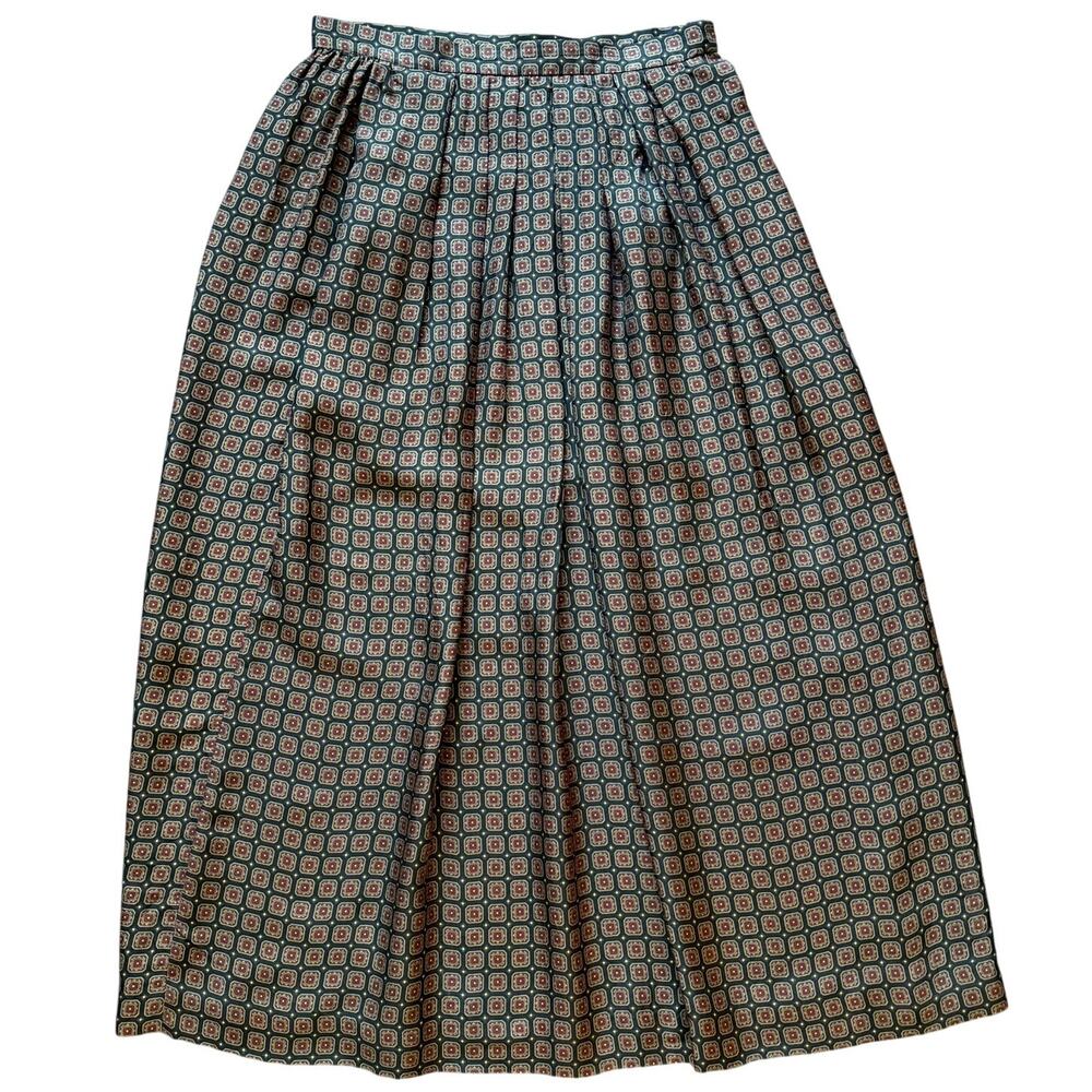 Vintage Anne Klein Geometric Print Midi Soft Skirt 1970s Style